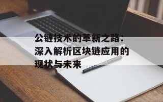 公链技术的革新之路：深入解析区块链应用的现状与未来