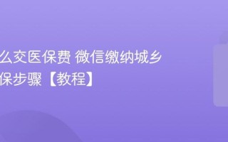 微信怎么交医保费 微信缴纳城乡居民医保步骤【教程】
