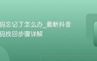 抖音密码忘记了怎么办_最新抖音账号密码找回步骤详解