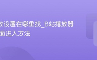 B站播放设置在哪里找_B站播放器设置界面进入方法