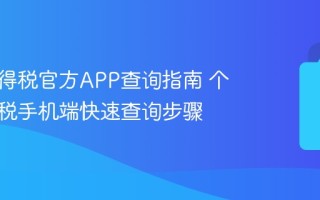 个人所得税官方APP查询指南 个人所得税手机端快速查询步骤