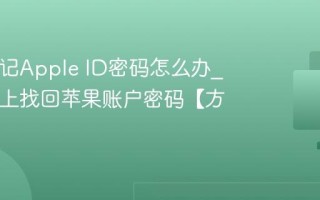 Mac忘记Apple ID密码怎么办_在Mac上找回苹果账户密码【方法】