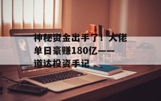 神秘资金出手了！大佬单日豪赚180亿——道达投资手记