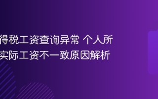 个人所得税工资查询异常 个人所得税与实际工资不一致原因解析