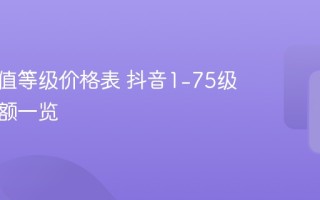 抖音充值等级价格表 抖音1-75级对应金额一览