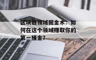区块链领域掘金术：如何在这个领域赚取你的第一桶金？