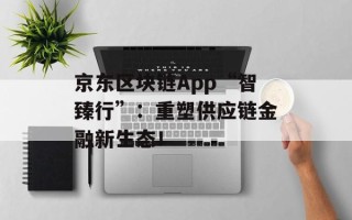 京东区块链App“智臻行”：重塑供应链金融新生态！