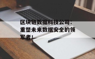 区块链数据科技公司：重塑未来数据安全的领军者！