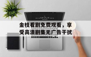金枝看剧免费观看，享受高清剧集无广告干扰