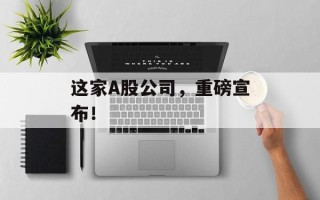 这家A股公司，重磅宣布！