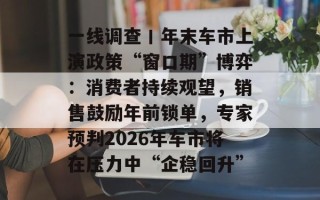 一线调查丨年末车市上演政策“窗口期”博弈：消费者持续观望，销售鼓励年前锁单，专家预判2026年车市将在压力中“企稳回升”