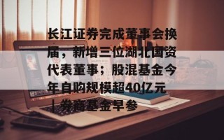 长江证券完成董事会换届，新增三位湖北国资代表董事；股混基金今年自购规模超40亿元 | 券商基金早参