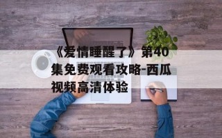 《爱情睡醒了》第40集免费观看攻略-西瓜视频高清体验
