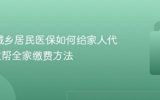 2026城乡居民医保如何给家人代缴 一次帮全家缴费方法