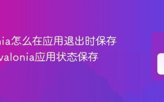 Avalonia怎么在应用退出时保存数据 Avalonia应用状态保存