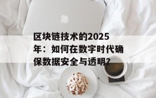 区块链技术的2025年：如何在数字时代确保数据安全与透明？