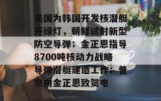 美国为韩国开发核潜艇开绿灯，朝鲜试射新型防空导弹；金正恩指导8700吨核动力战略导弹潜艇建造工作；普京向金正恩致贺电