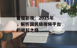 番茄影视：2025年，解析国民级视频平台的崛起之路