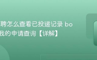 boss直聘怎么查看已投递记录 boss直聘我的申请查询【详解】