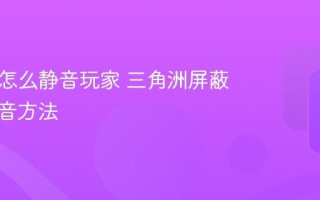 三角洲怎么静音玩家 三角洲屏蔽队友语音方法