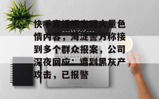 快手直播间出现大量色情内容，海淀警方称接到多个群众报案，公司深夜回应：遭到黑灰产攻击，已报警