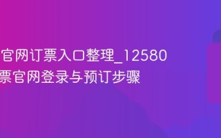 12580官网订票入口整理_12580特价机票官网登录与预订步骤