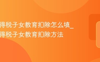 个人所得税子女教育扣除怎么填_个人所得税子女教育扣除方法