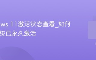 Windows 11激活状态查看_如何判断系统已永久激活