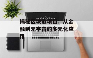 揭秘区块链项目：从金融到元宇宙的多元化应用