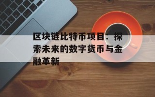 区块链比特币项目：探索未来的数字货币与金融革新