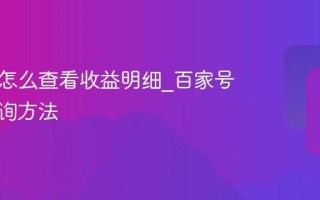 百家号怎么查看收益明细_百家号收益查询方法