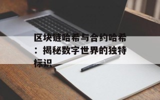 区块链哈希与合约哈希：揭秘数字世界的独特标识
