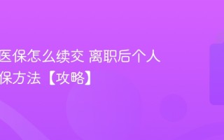 辞职了医保怎么续交 离职后个人缴纳医保方法【攻略】