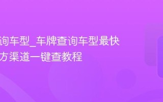 车牌查询车型_车牌查询车型最快免费官方渠道一键查教程