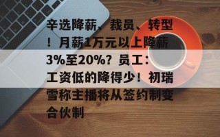 辛选降薪、裁员、转型！月薪1万元以上降薪3%至20%？员工：工资低的降得少！初瑞雪称主播将从签约制变合伙制