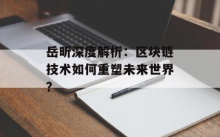 岳昕深度解析：区块链技术如何重塑未来世界？