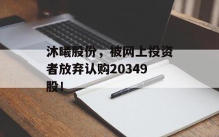 沐曦股份，被网上投资者放弃认购20349股！