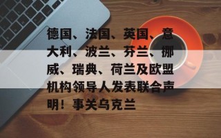 德国、法国、英国、意大利、波兰、芬兰、挪威、瑞典、荷兰及欧盟机构领导人发表联合声明！事关乌克兰