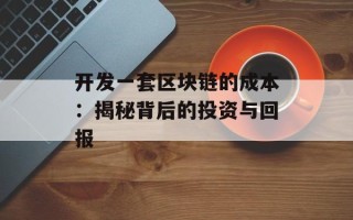 开发一套区块链的成本：揭秘背后的投资与回报