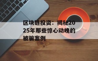 区块链投资：揭秘2025年那些惊心动魄的被骗案例