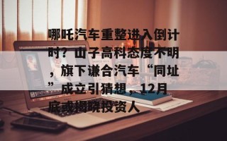 哪吒汽车重整进入倒计时？山子高科态度不明，旗下谦合汽车“同址”成立引猜想，12月底或揭晓投资人