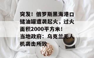 突发！俄罗斯黑海港口储油罐遭袭起火，过火面积2000平方米！当地政府：乌克兰无人机袭击所致