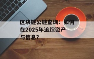 区块链公链查询：如何在2025年追踪资产与信息？