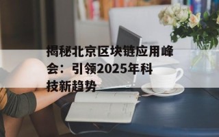 揭秘北京区块链应用峰会：引领2025年科技新趋势