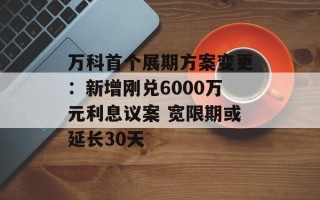 万科首个展期方案变更：新增刚兑6000万元利息议案 宽限期或延长30天