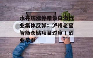 水井坊涨停带领白酒行业集体反弹；泸州老窖智能仓储项目过审丨酒业早参