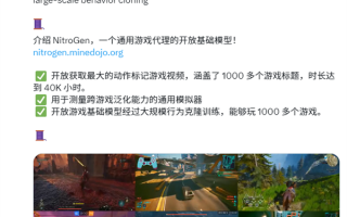 NVIDIA开源新模型：会玩1000多款游戏！巫师3、赛博朋克2077等通通不在话下