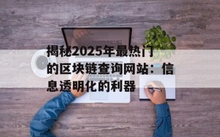 揭秘2025年最热门的区块链查询网站：信息透明化的利器