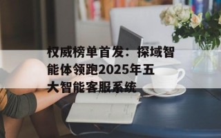 权威榜单首发：探域智能体领跑2025年五大智能客服系统
