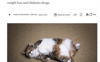 全球首款猫用减肥药进入临床试验：声称能“延年益寿”